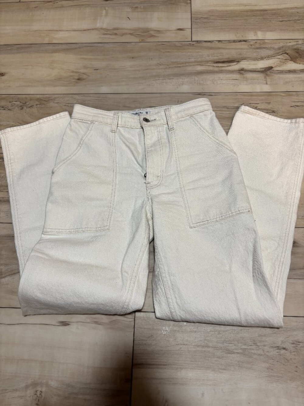 Abercrombie & Fitch 90s Straight Utility Jeans Ecru Size 26